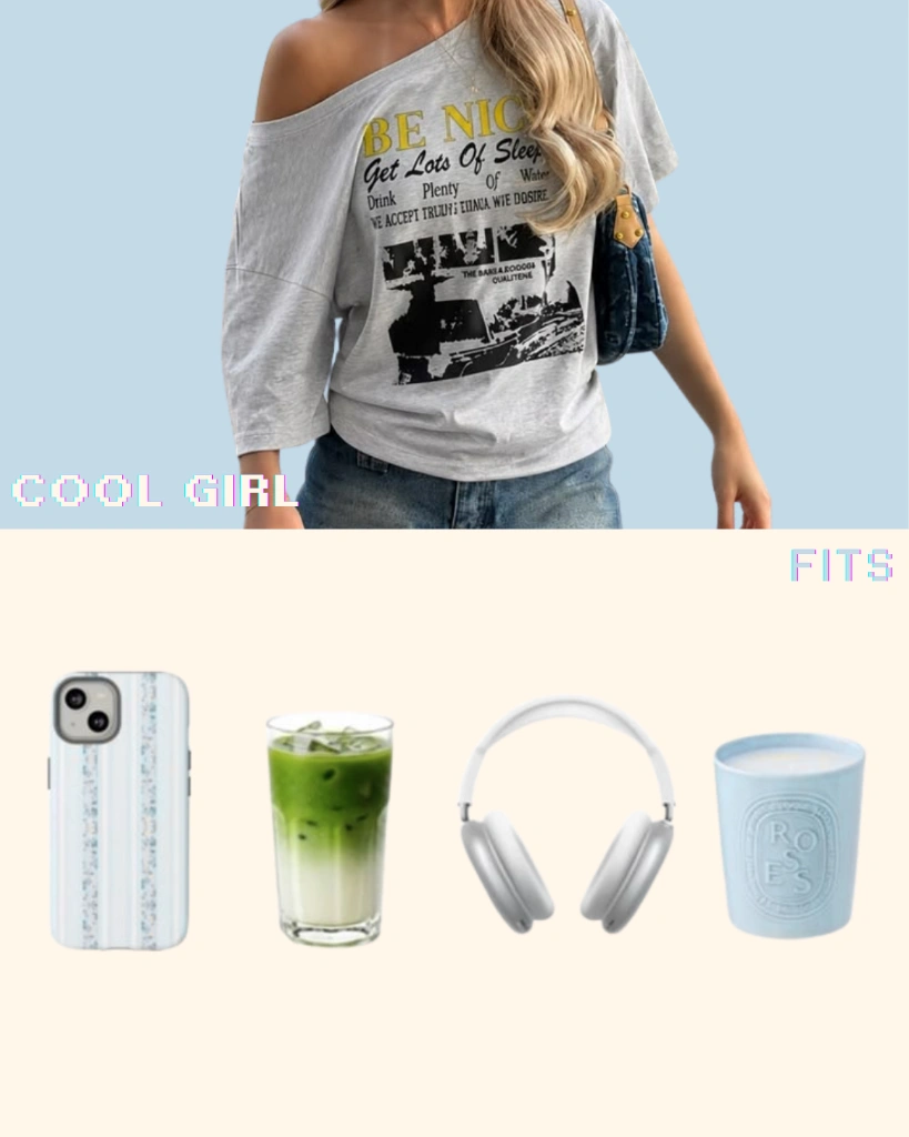 cool girl outfit — graphic tee and denim