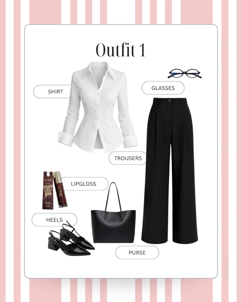 Outfit 1 — Classic Monochrome Boardroom